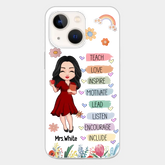 Teacher Floral Rainbow Personalized Phone case Teacher Appreciation Thank